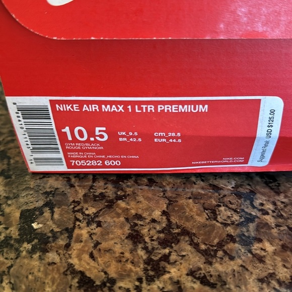 Nike Air Max 1 ltr premium Red leather Sneakers EUC 10.5 - Picture 15 of 16